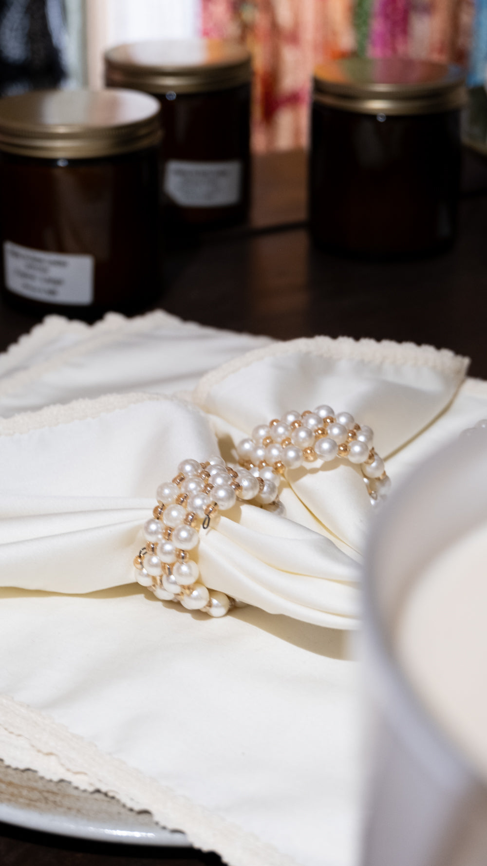 Pearl & Gold Napkin Rings (Set)