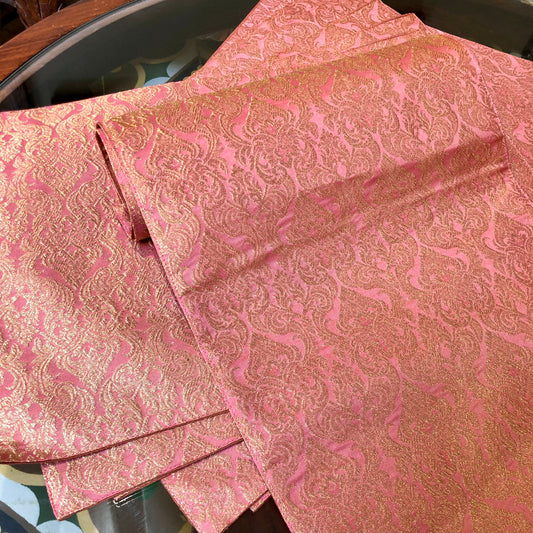 Table Secrets Banaras maisuri Table mat Table runner Pink and Gold Jaquard Brocade