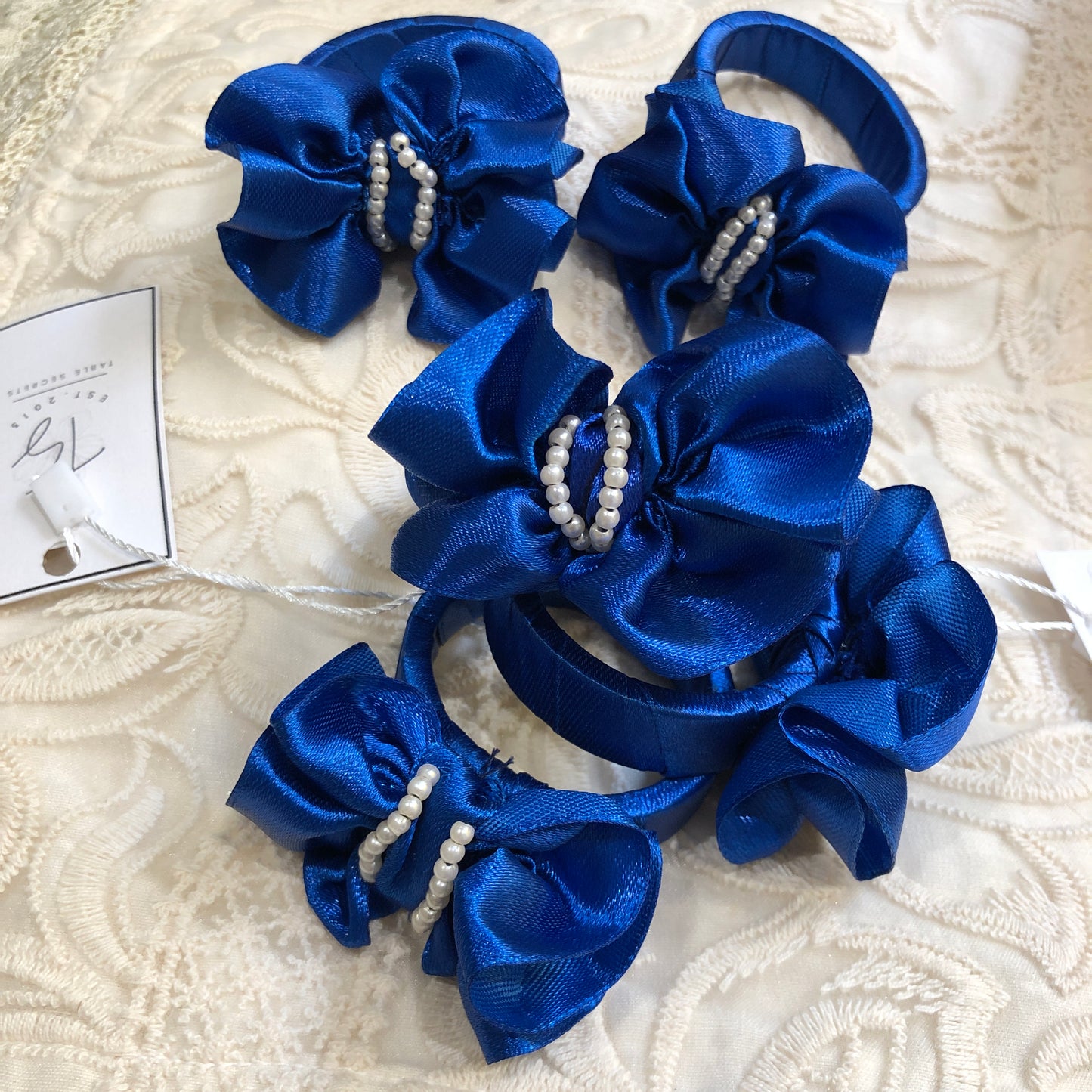 Vintage Blue Bow Napkin Rings (Set)