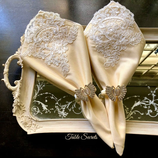 Cream Cotton Satin Napkin (Set)